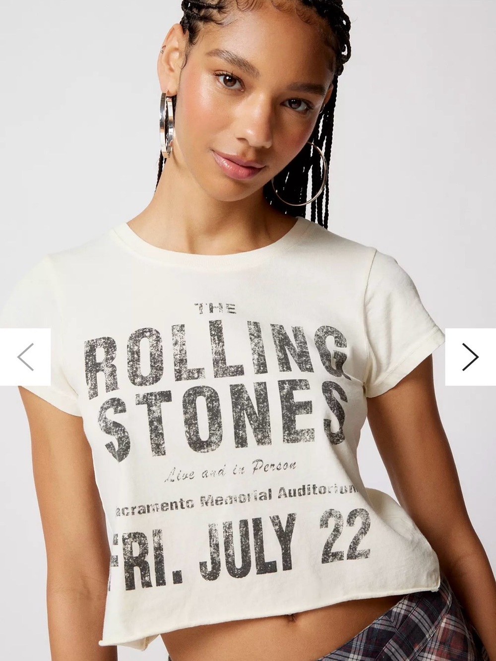Women’s Rolling Stones Graphic Band Tee People of Leisure White Cropped T-Shirt
